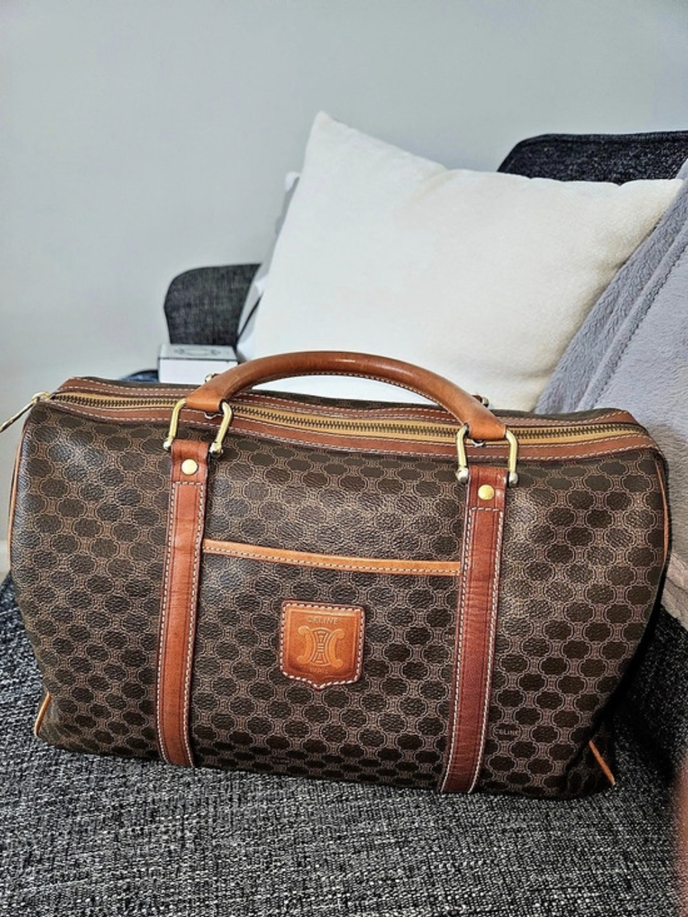 Celine Macadam Boston Bag Brown Bag (35cm)